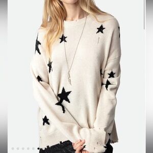 Zadig & Voltaire Markus Cashmere WS Stars Destroy in Sugar - Unisex